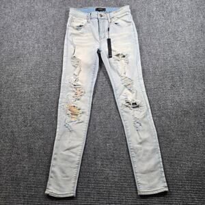 Amiri Jeans Men's 30x30 Light Wash Distressed Button Fly Designer Denim USA